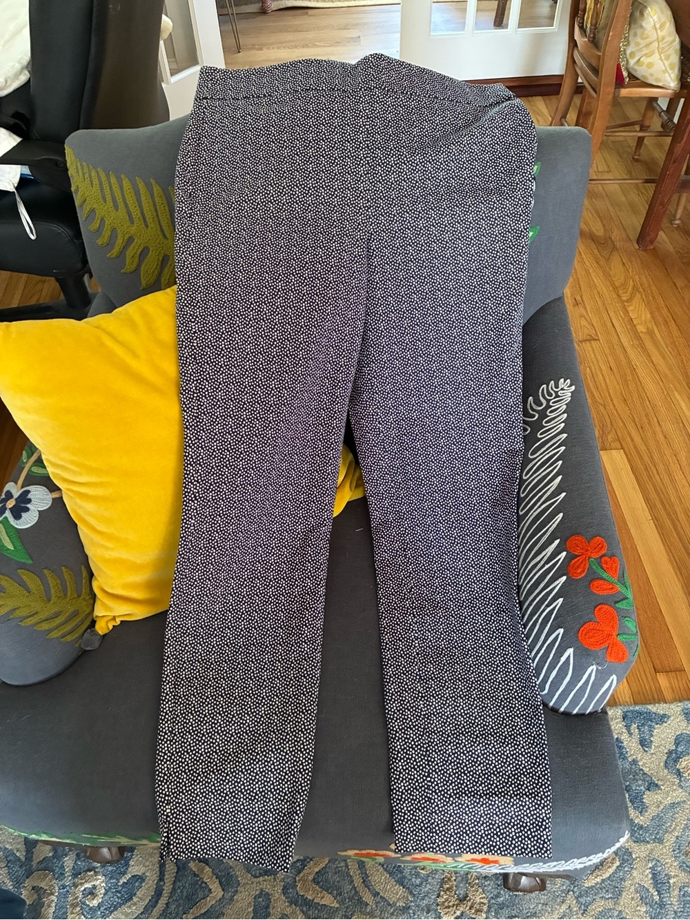 Womens Blue and White Dot side zip Pants